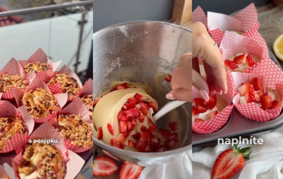 jahodové muffiny