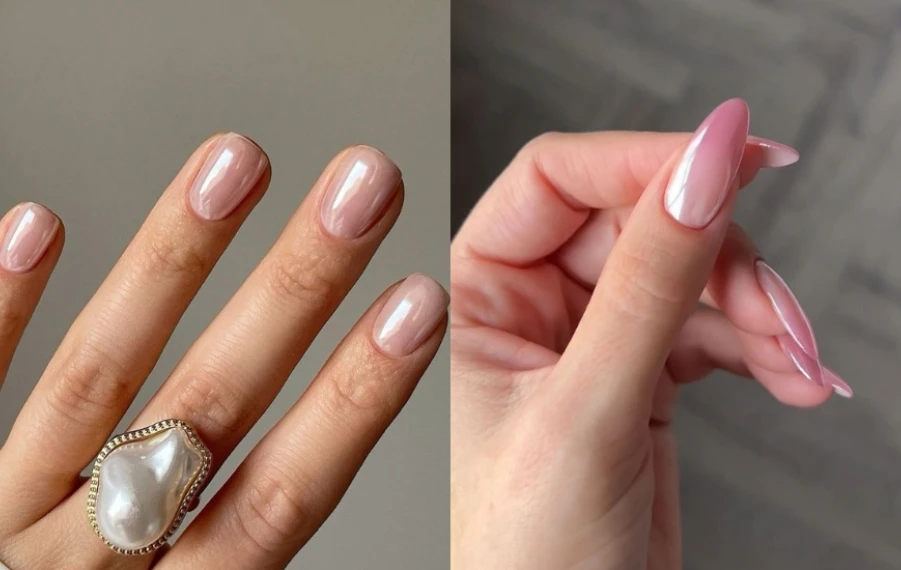Rose Water Chrome Nails