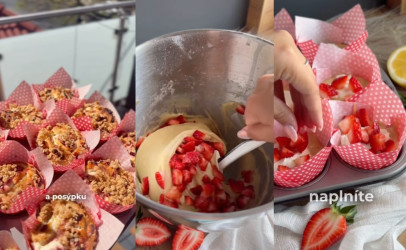 Jahodové muffiny s tvarohom: Vláčne, s chrumkavou posýpkou a plné bielkovín