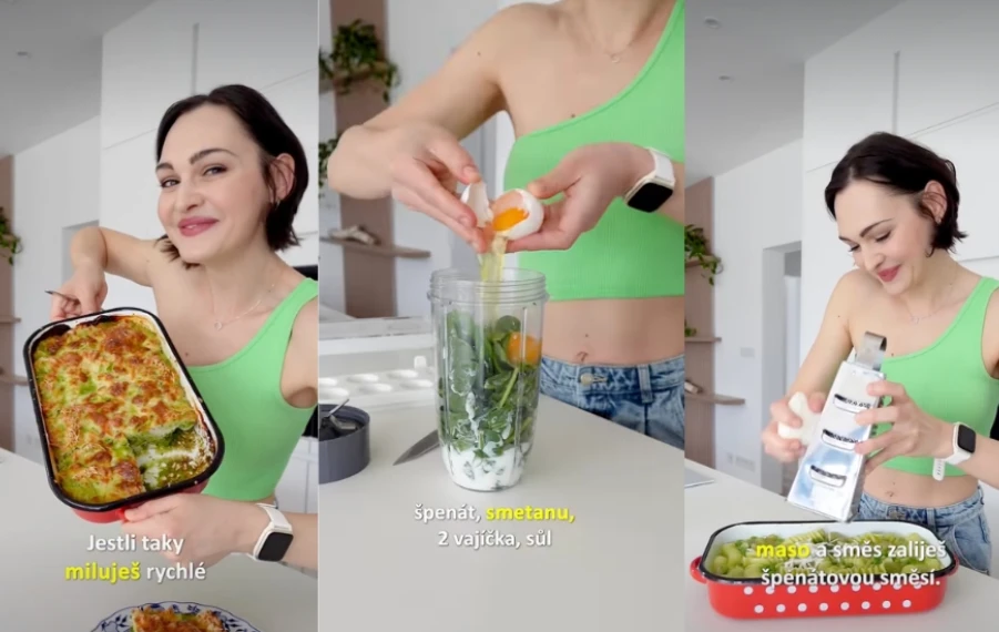 zapekané cestoviny so špenátom a kuracím mäsom