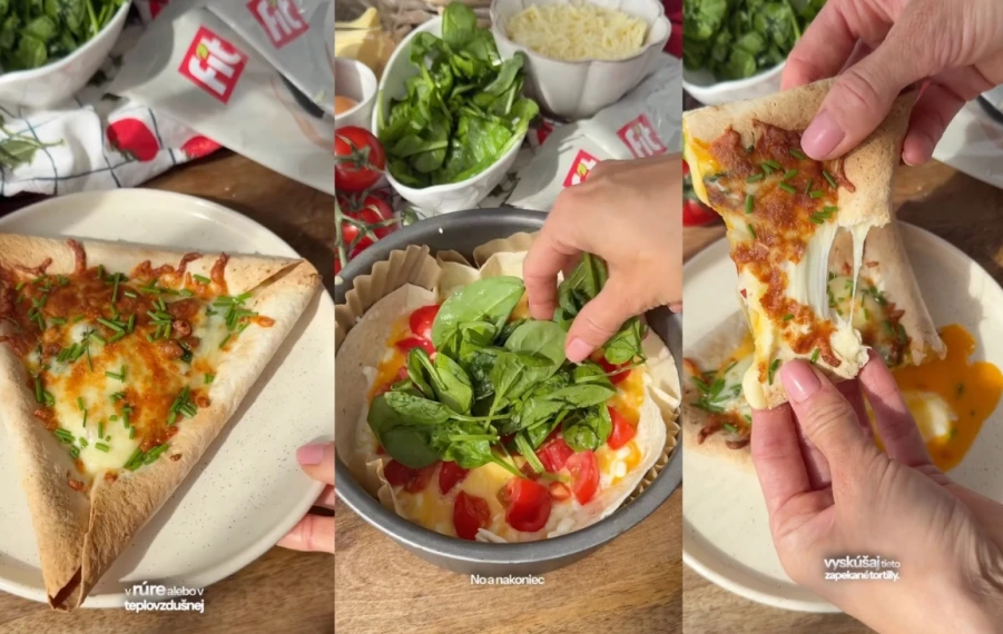 chrumkavá zapečená tortilla vo forme – fit recept s vajíčkom, syrom a zeleninou