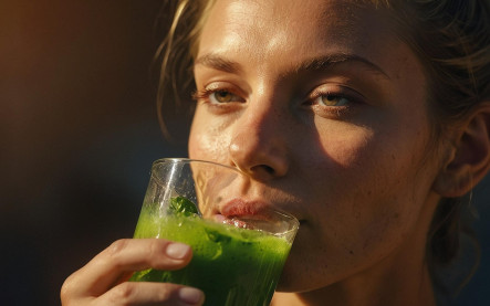 cortisol mocktail – farebný nealko nápoj s ovocím a kokosovou vodou, ilustračné foto k článku o nápojoch na stres, spánok a regeneráciu