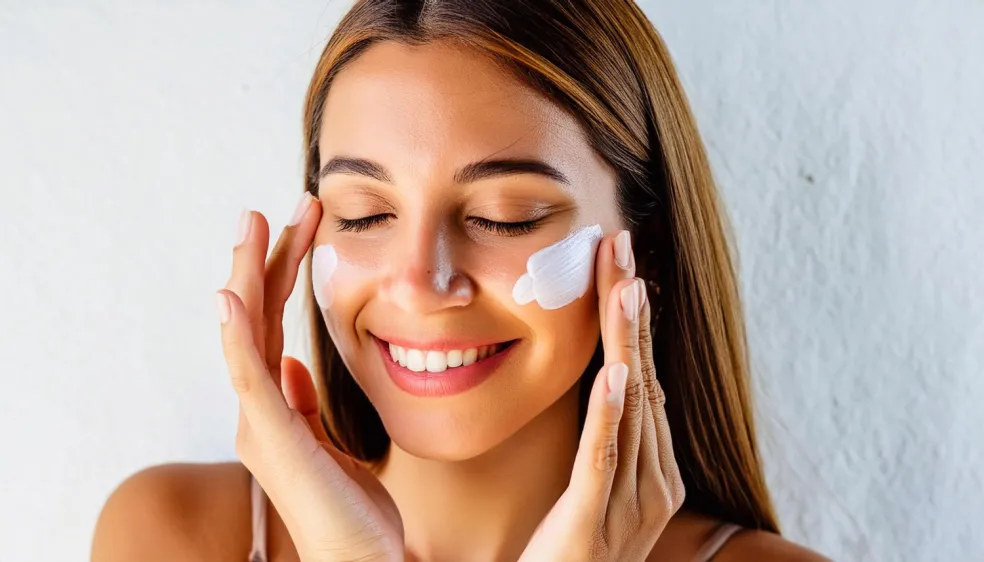 Žena nanáša výživný pleťový krém počas domácej skincare rutiny