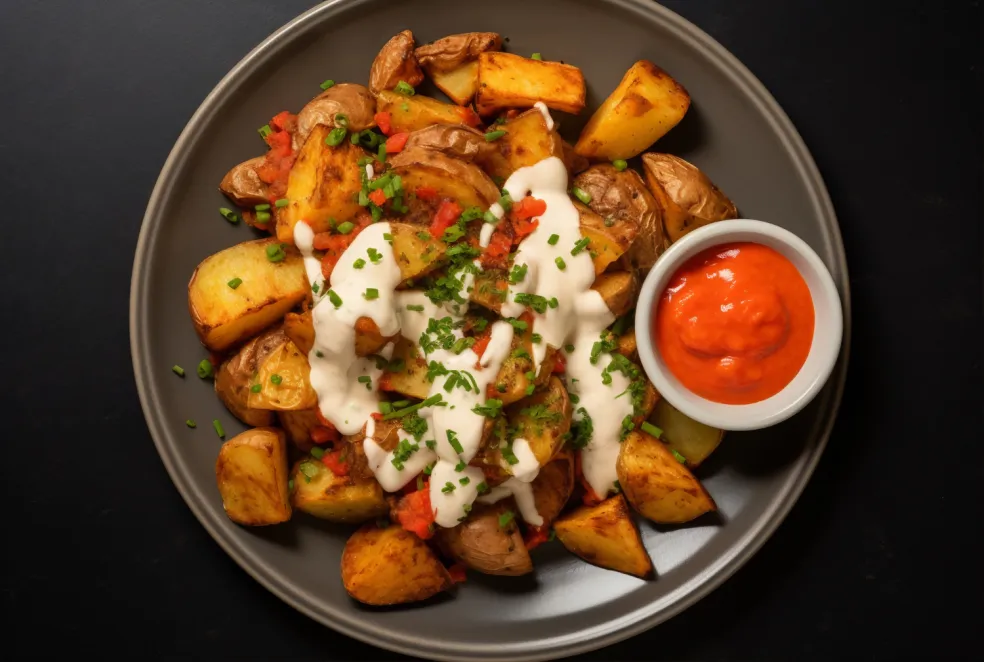 španielske patatas bravas s pikantnou paradajkovou omáčkou